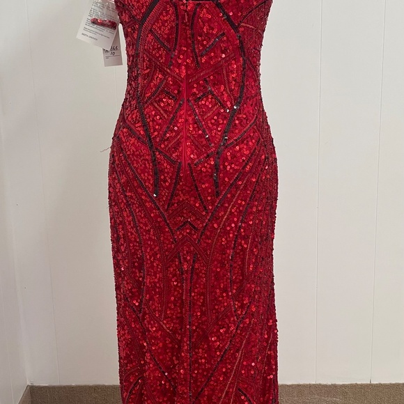 Scala Red Sequin Strapless Sweetheart Mermaid Gown Prom Evening Dress Size 10 - Picture 6 of 15
